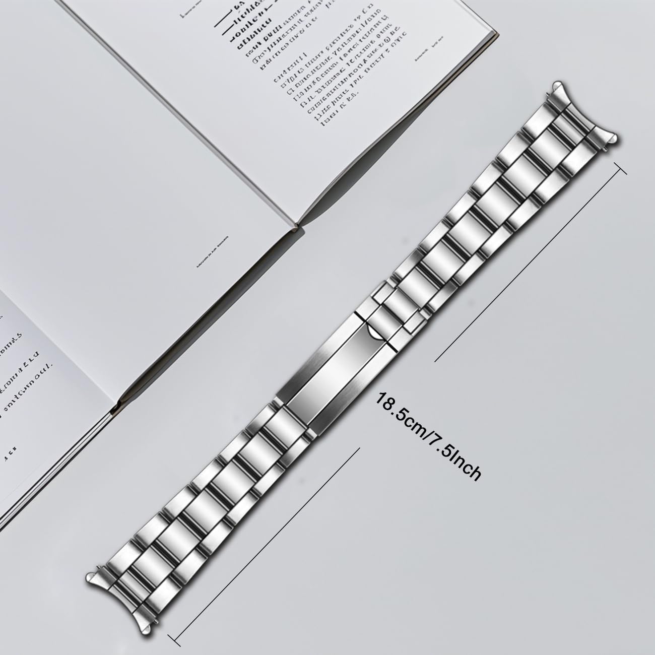 SINAIKE 20mm Watch Band for Men Screw-In Stainless Steel Watch Bracelet Metal Watch Bands with Curved Ends Replacement Strap Oyster Style Buckle Silver