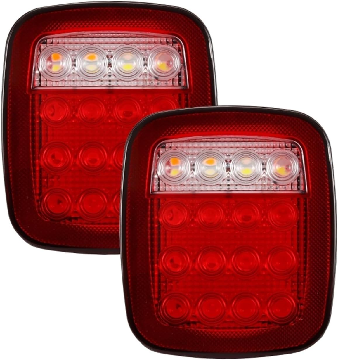 Car Taillights Assembly 2 Pieces Tail Light Assembly Brake For Reverse Turn For Signal For Jeep For Wrangler CJ TJ YJ Replacement(Red,With turn)