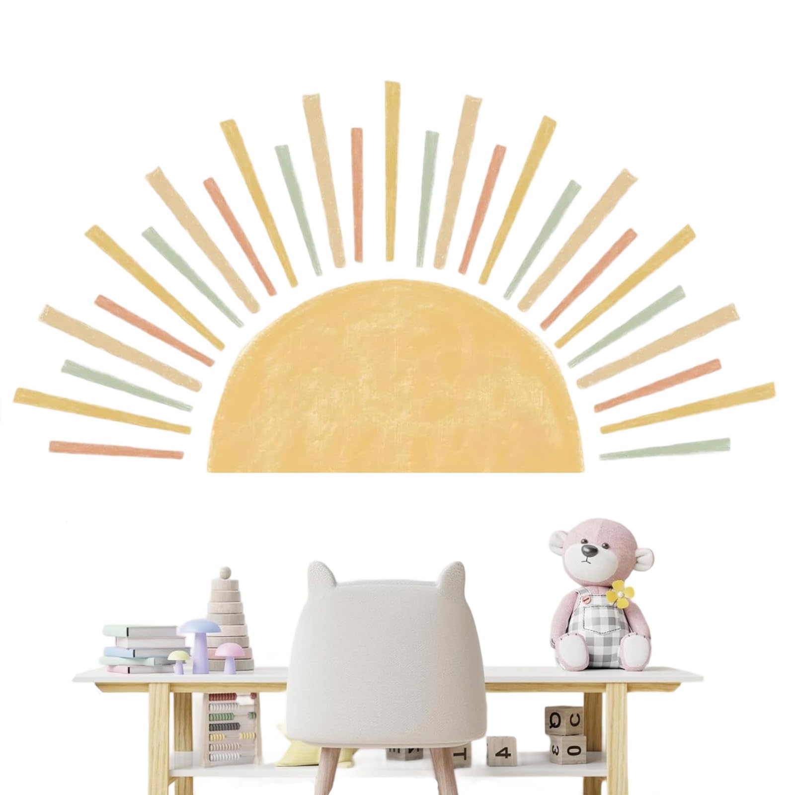 Wandtattoo Sonne Boho Wandsticker Boho Sonnenaufgang Wandaufkleber Kinderzimmer Wanddeko für Mädchen, Schlafzimmer, Babyzimmer, Wohnzimmer
