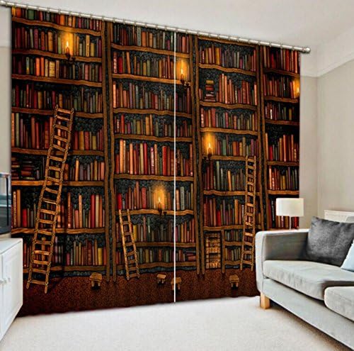 custom 3d cortinas Retro bookshelves 3d living room curtains 3d window curtains kitchen door curtains living room H245 * W220cm