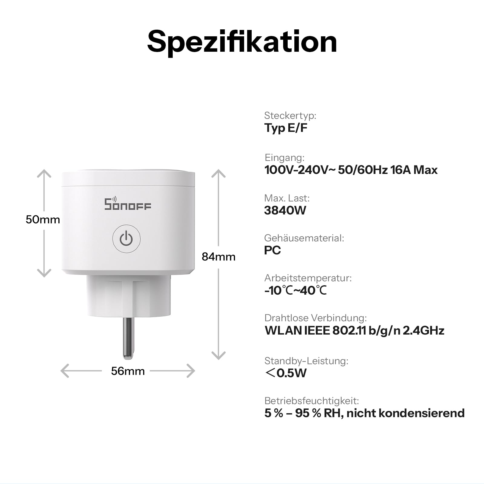 SONOFF S61s Smart Steckdosen 16A/3840W – Fern- & Sprachsteuerung für ein sichereres und smarteres Leben | Energieüberwachung & Zeitschaltuhr | Matter-kompatibel mit Alexa, Google und HomeKit(4er-Pack)