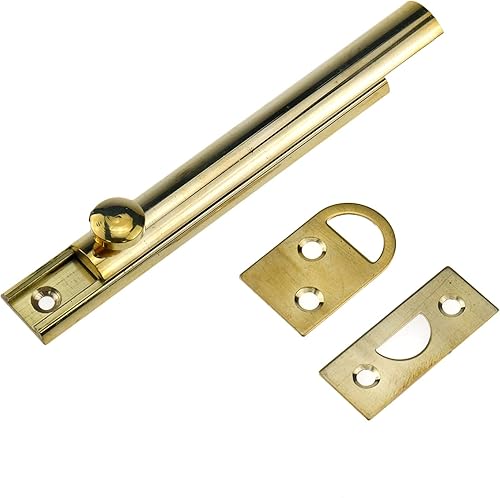 Miniatura 2 de Perno de superficie de latón macizo dorado de 4 pulgadas con tornillos