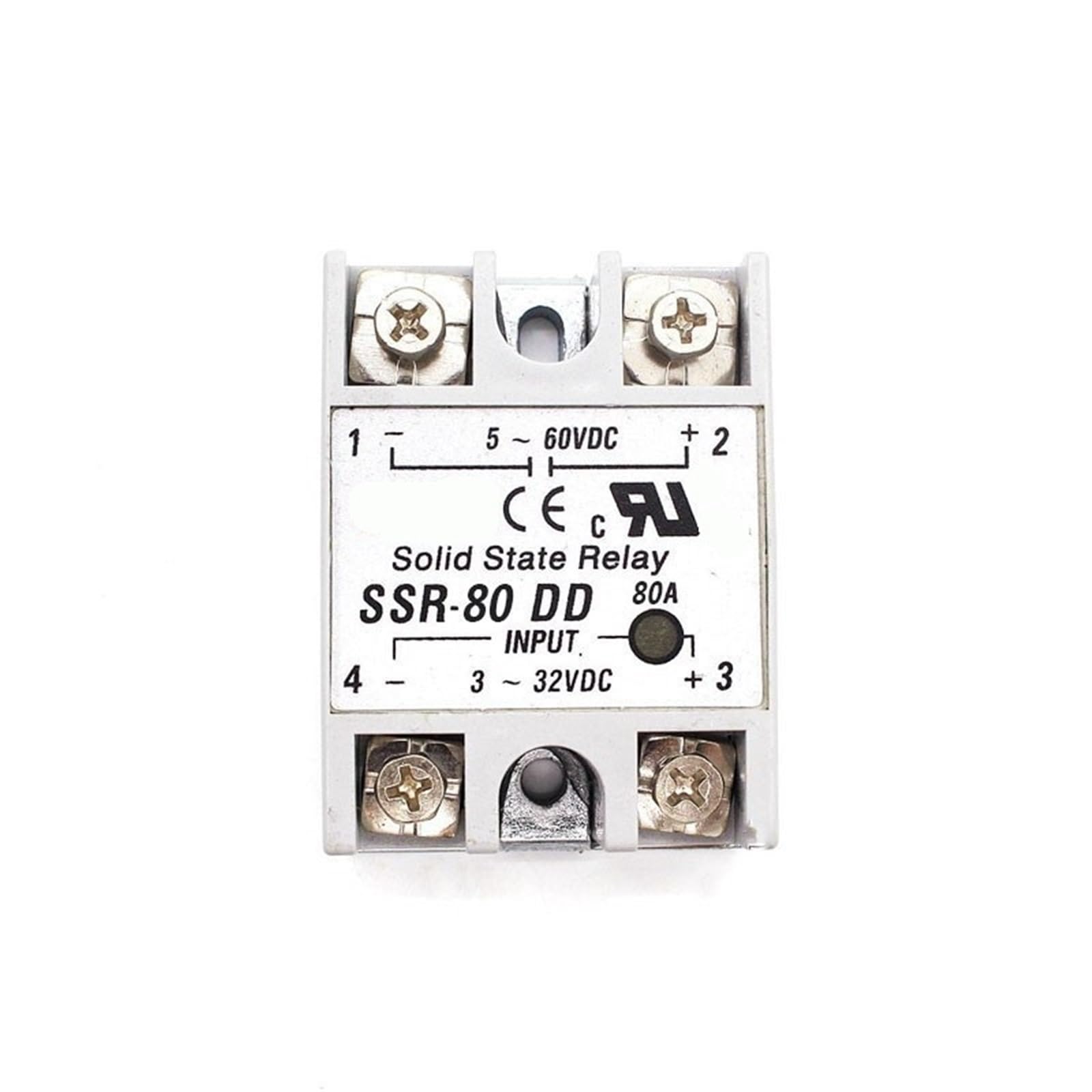 Relè a stato solido (12 V, 24 V, SSR-60DD, SSR-80DD, SSR-100DD), 60 A, 80 A, 100 A, 3-32 V DC a 5-60 V CC, SSR, 1 pezzo (80DD)