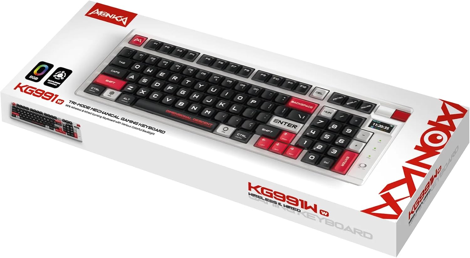 MARVO Monka KG991W Mechanical Keyboard RGB Blue Switch Wireless KG991W