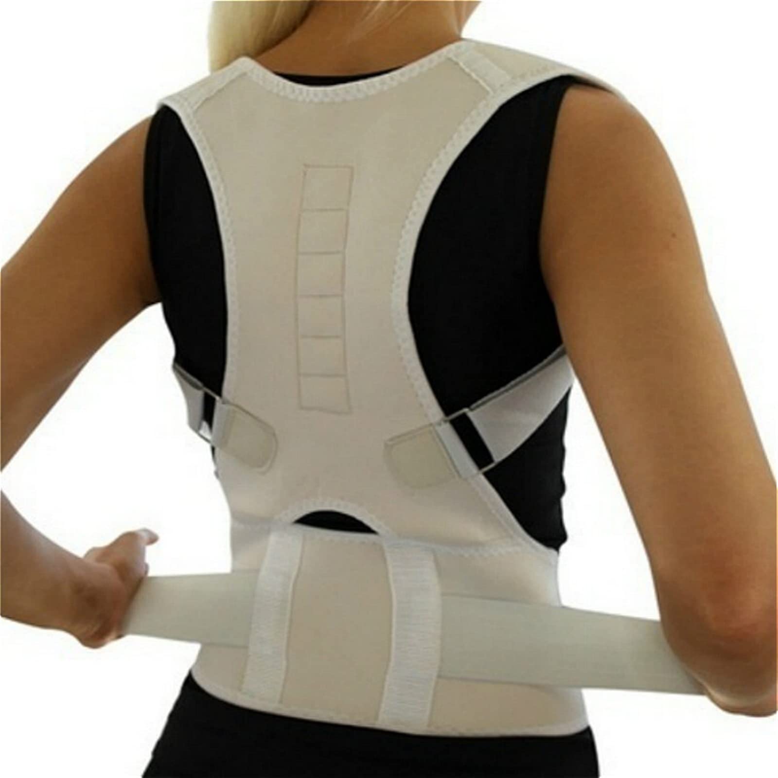 Corrector espalda recta con terapia magnética y soporte lumbar beige talla M 7