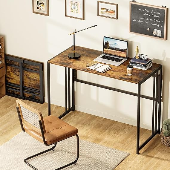 Elephance 40 Folding Computer Desk No Assembly Needed Foldable Small Home Office Desk Study Writing Desk Gaming Table for Small Space