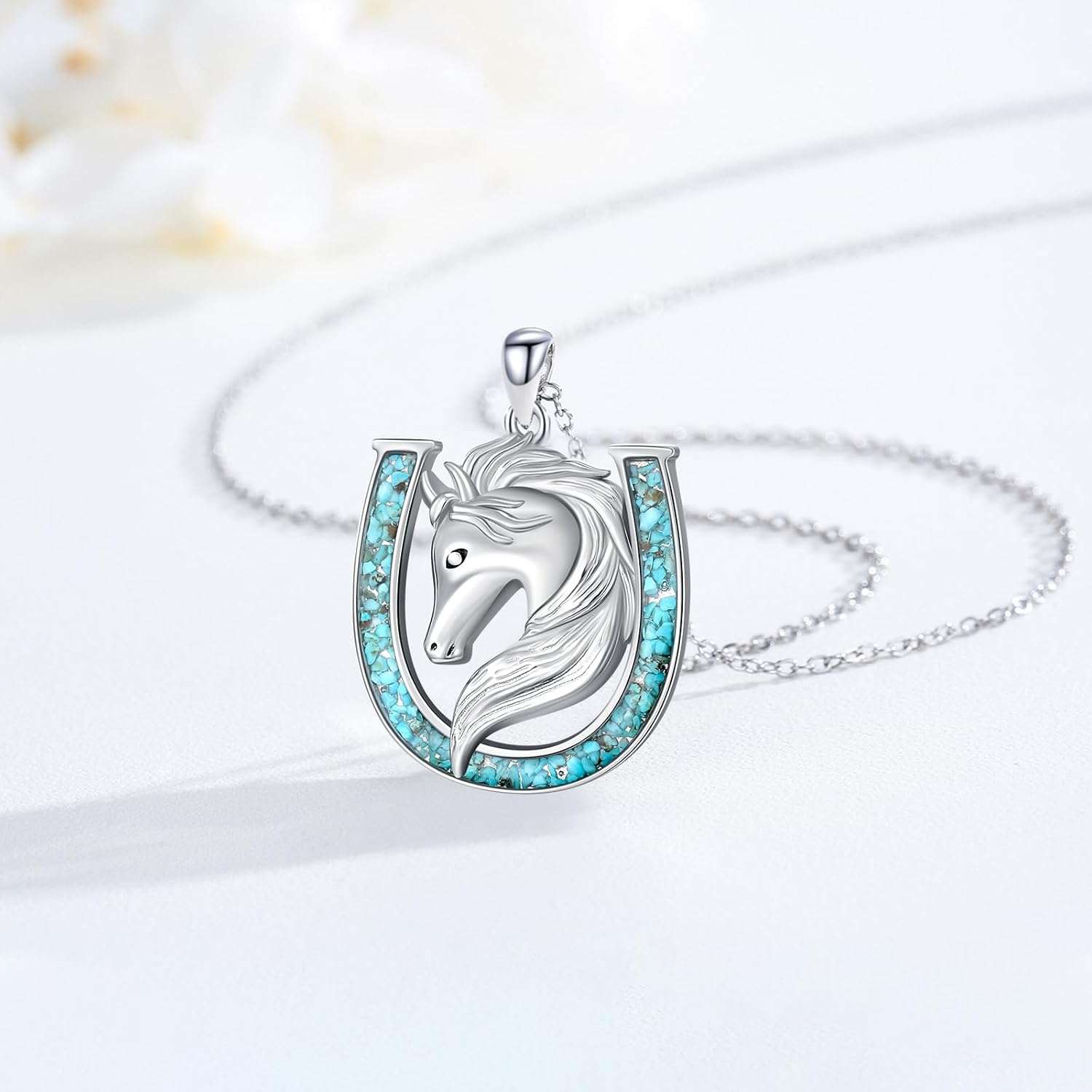 Western Cowboy Necklace 925 Sterling Silver Horseshoe Pendant Western Jewelry Cowgirl Gifts for Women Girlfriend Cowboy Cowgirl