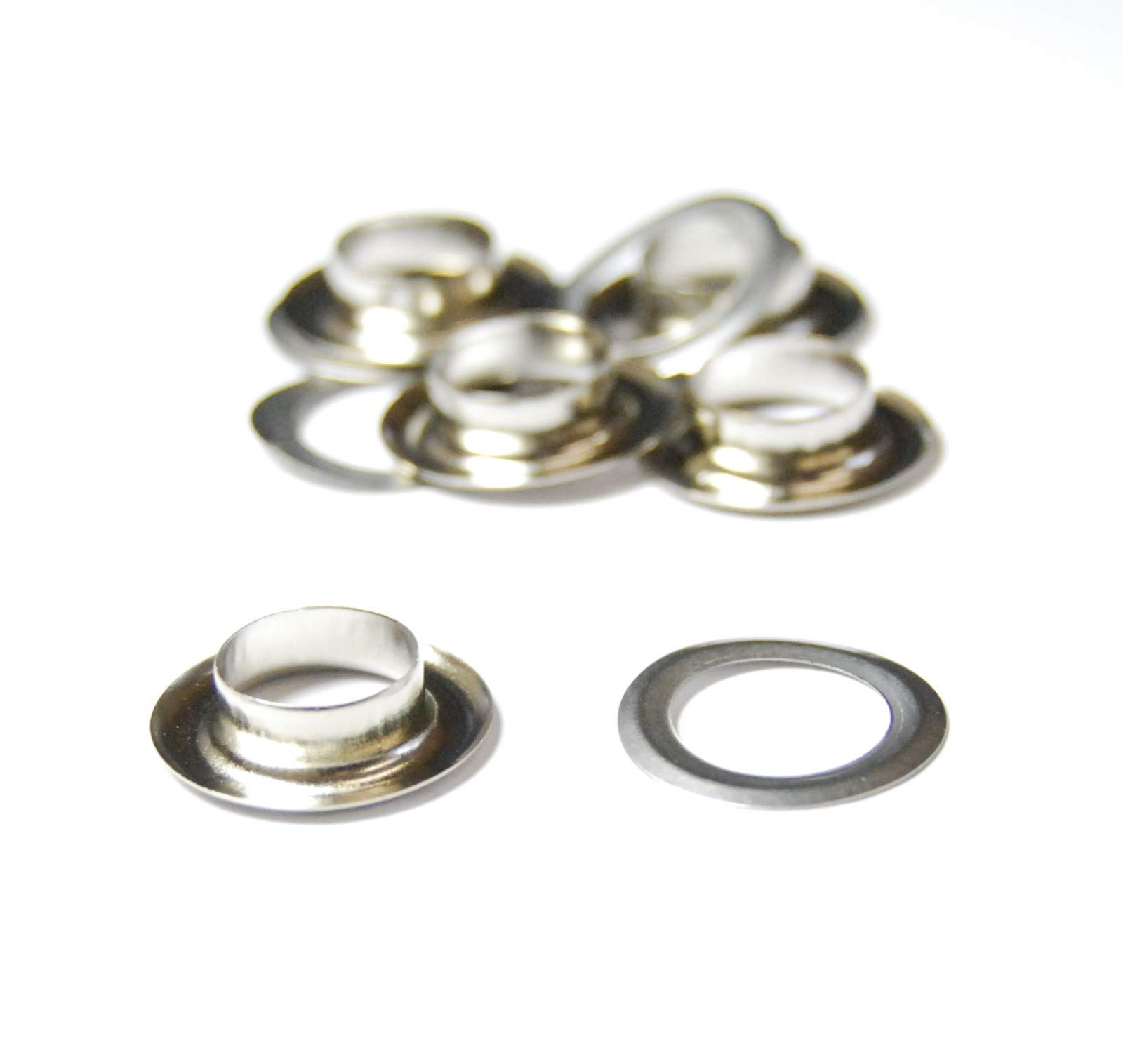 Celloexpress Silver 10Mm Brass Metal Eyelets Grommets & Washer Findings - For Leather Craft Clothing Flags Banners - Pack Of 5