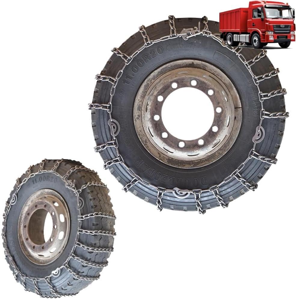 Snow Tire Chains For Cars Suv Pickup Trucks - Quick Fit AND Easy Installation, Reusable Universal Emergency Traction Snow Chains for Kinds of Trucks 205/75R17.5 9mm 11.00-20