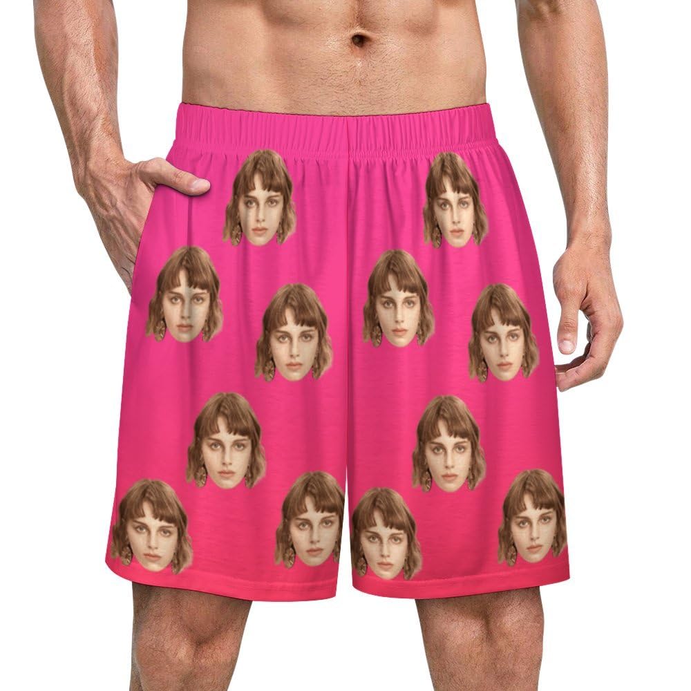 Custom Personalised Pyjamas Shorts PJs Nightwear Loungewear Gifts - Women/Men Pajamas with Faces Photo
