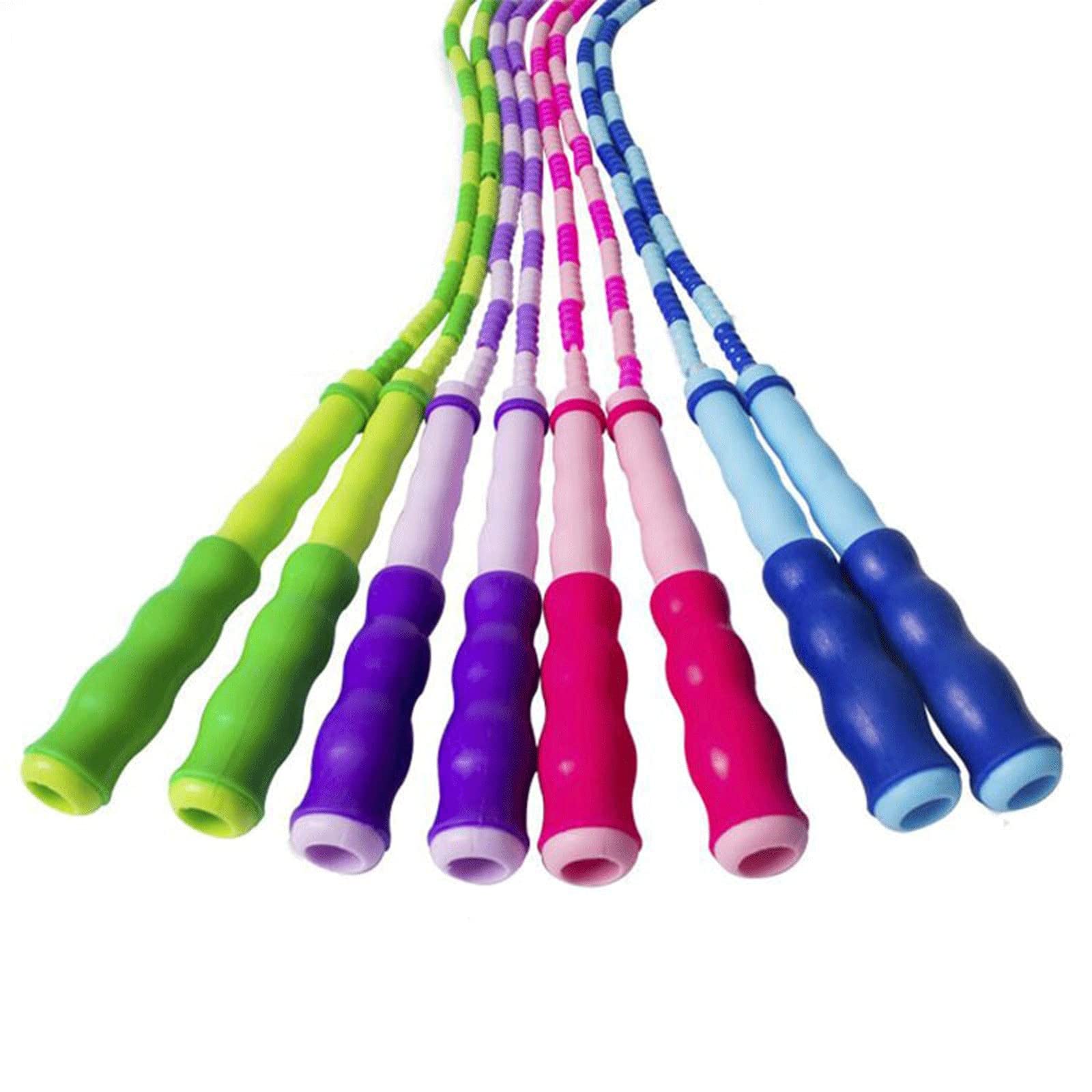 Springseil, 2,8 m Länge, verstellbar, weiche Perlen, geeignet für Fitness, Uni, Blau