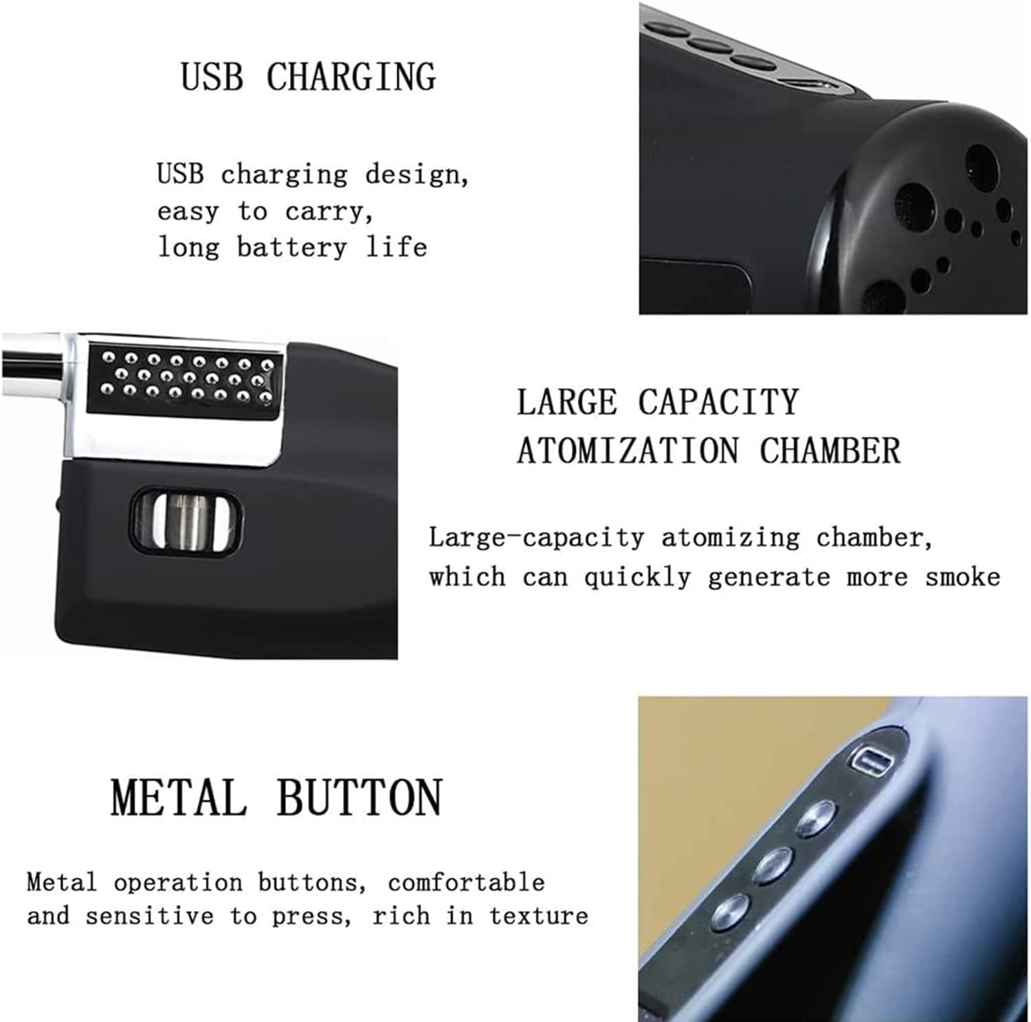 Zestaw do robienia bąbelków koktajlowych, Flavour Blaster, koktajlowa pistolet do dymu zasilany przez USB do koktajli, wina, sera, mięsa itp., czarny (Black)