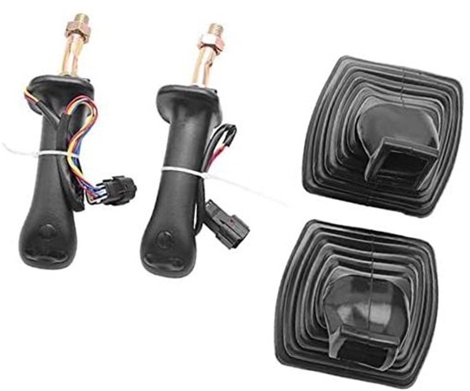 3-przyciskowy joystick koparki z uchwytem przekładni z osłoną przeciwpyłową, do DAEWOO, DoosR2 Doosan DH DX150 225 300 370-9C Sterowanie joystickiem koparki(BLACK Handle joystick+Dust jacket)