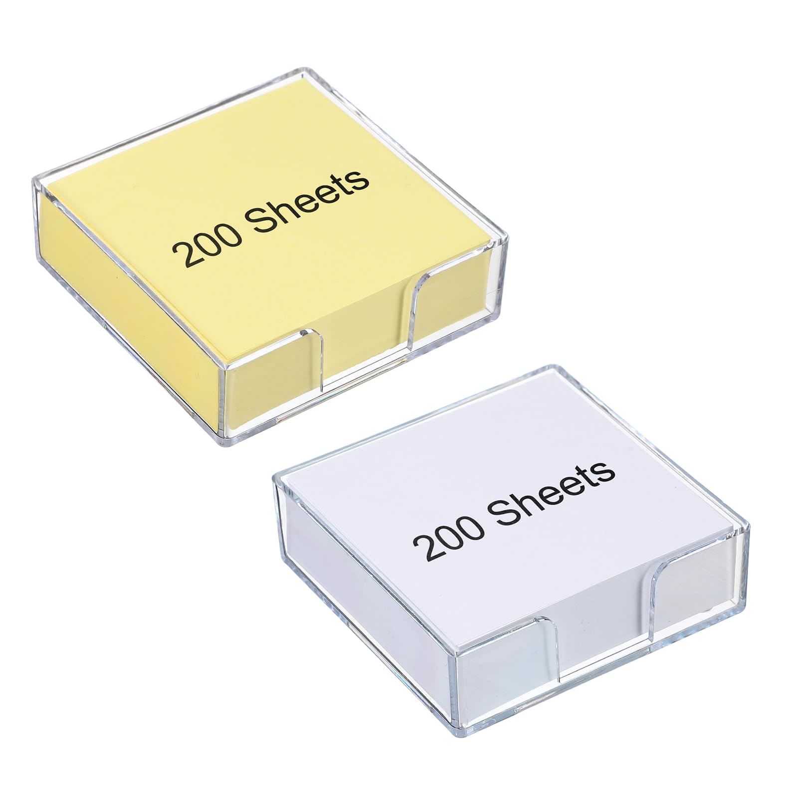 PATIKIL 3x3 Inch 2 Pcs Sticky Note Holder with 200 Sheets Self-Stick Note Memo Pad Dispenser Office Desk Organizer Supplies for Home Office Desktop, White, Yellow