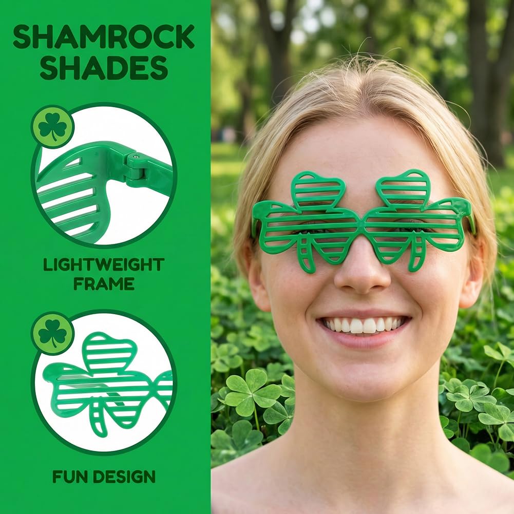 PyrrlicToy 5pcs St. Patrick Day Costume Set, Green Shamrock Tutu Skirt Headband Necklace Arm Warmers - Image 3