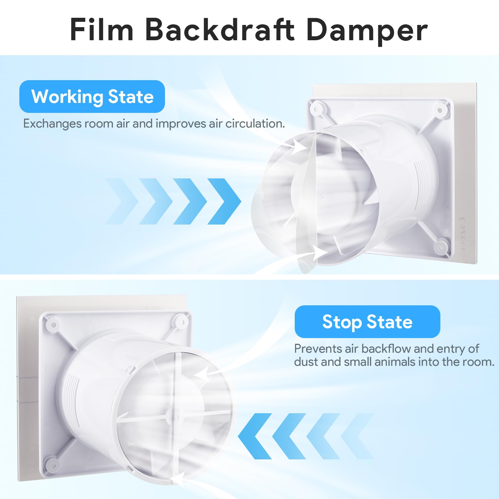 Cazooo 100mm Bathroom Extractor Fan, 115m³/h Beige Glass Silent Bathroom Fan with Backflow Flap - Image 4