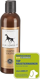 LILA LOVES IT Shampoo Sensitive für Hunde – Hundeshampoo mit Aloe Vera, Mandelöl, Ringelblume und Kamille, spendet Feuchtigkeit, wirkt beruhigend und rückfettend, 250 ml product image