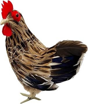 LWINGFLYER Artificial Feather Hen Chicken Statue Ornaments DIY Craft for Home Wedding Easter Decoration Farm Garden Decor Figurines Party Decor Teaching Props S