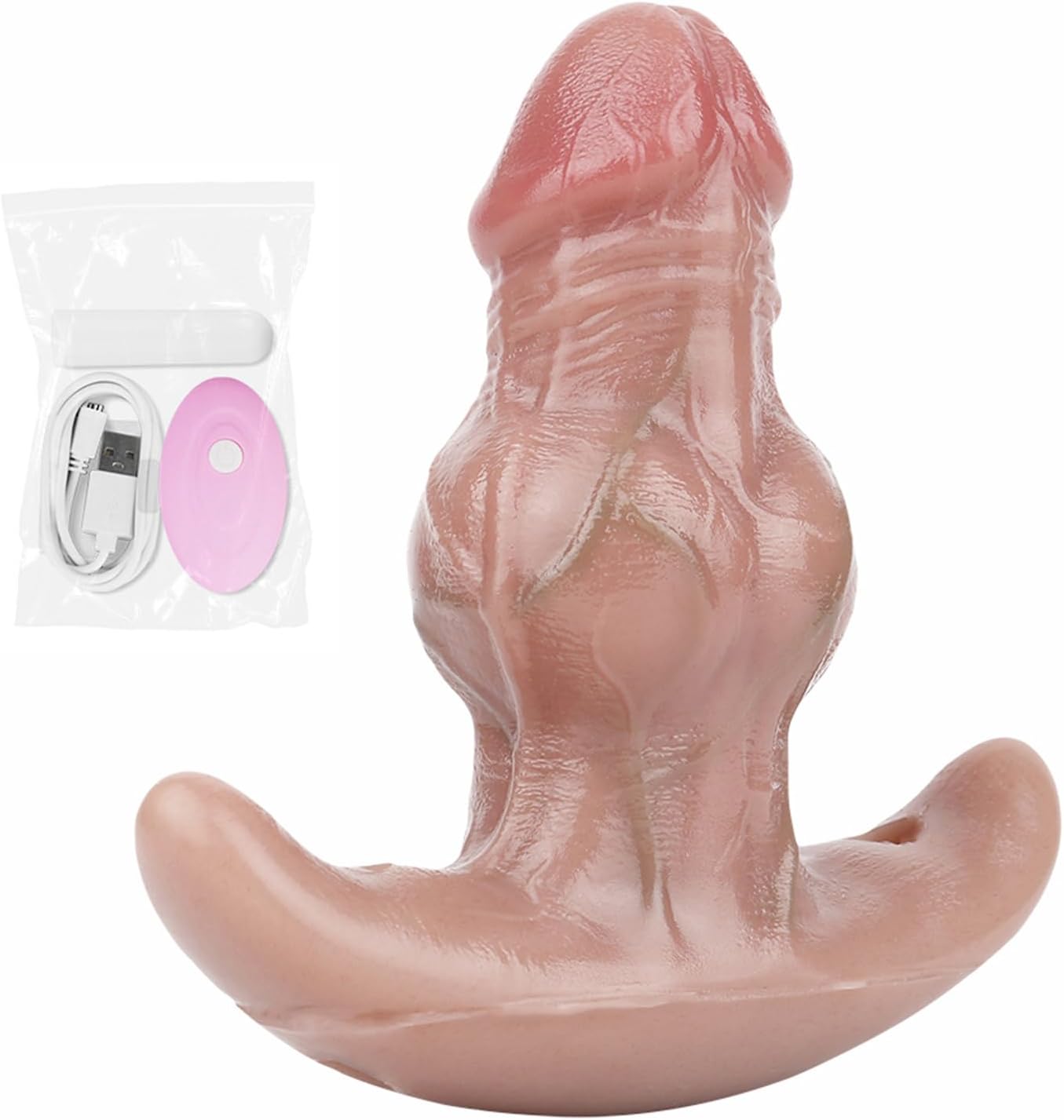 Harness Knot Dildo Vibrator Open Mouth Gag 5in Penis Plug with Handle - Strap On SM Penis Open Mouth Vibrating Butt Plug Anal Dilator for Women Adult Sex Toy (Vibrator Dildo Gag)