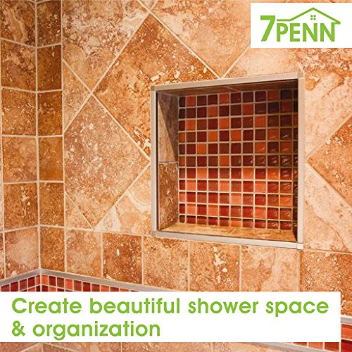 7Penn Shower Niche 16 x 16 Inch Single Shelf Shower Insert Shower Shelves for Tile Walls – Wall Niche Shower Box