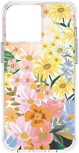 Rifle Paper Co Funda para iPhone 13 Pro Max, protección contra caídas de 10 pies, acentos de lámina dorada, 6.7 pulgadas, Marguerite