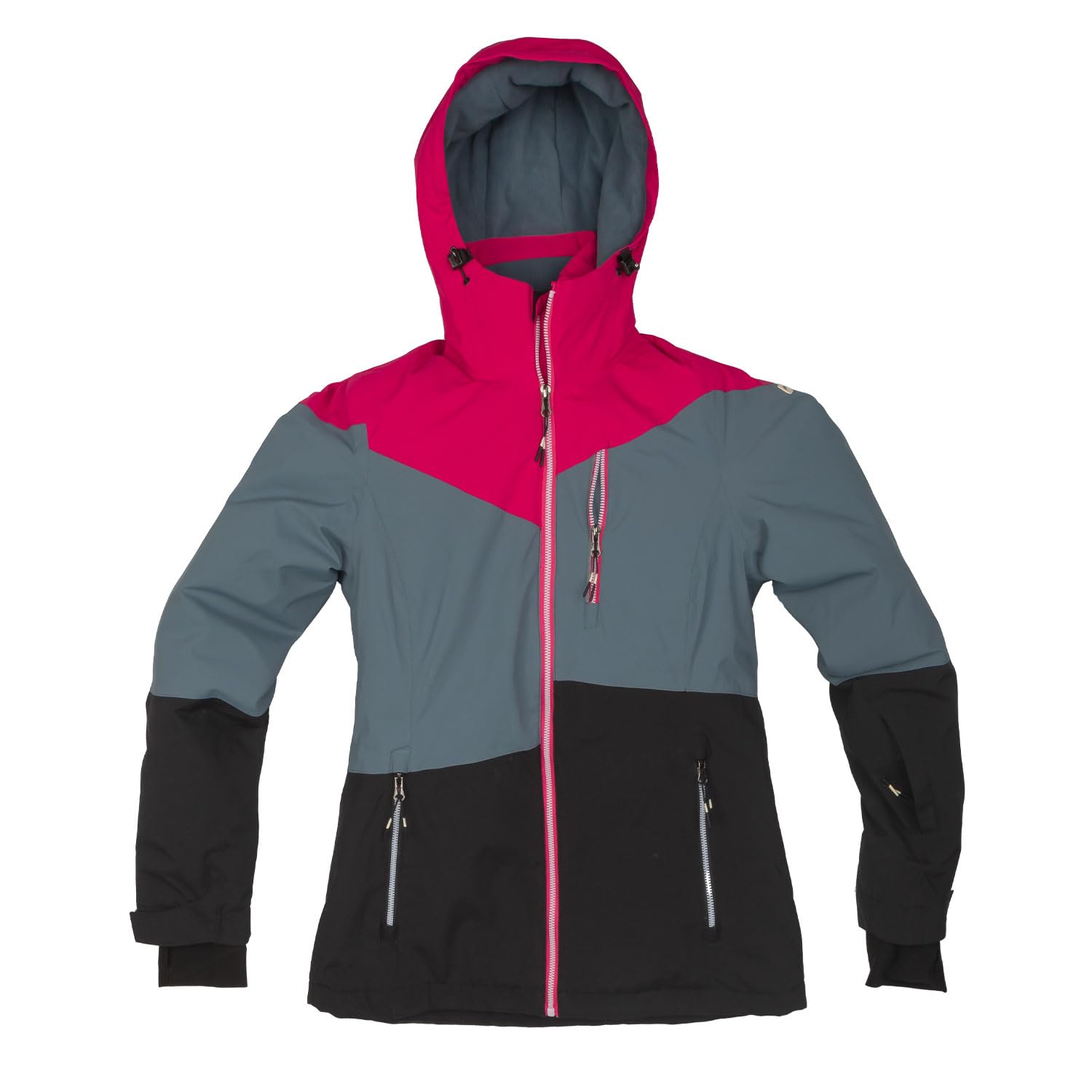 Killtec Damen Skianzug - Skijacke schwarz grau satt pink und Skihose satt pink - mit 10000mm Wassersäule - wasserdicht, atmungsaktiv