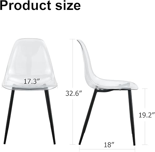 Miniatura 2 de Sillas de comedor, juego de 4 sillas de comedor transparentes, sillas de cocina modernas con asiento transparente, sillas laterales de acrílico con