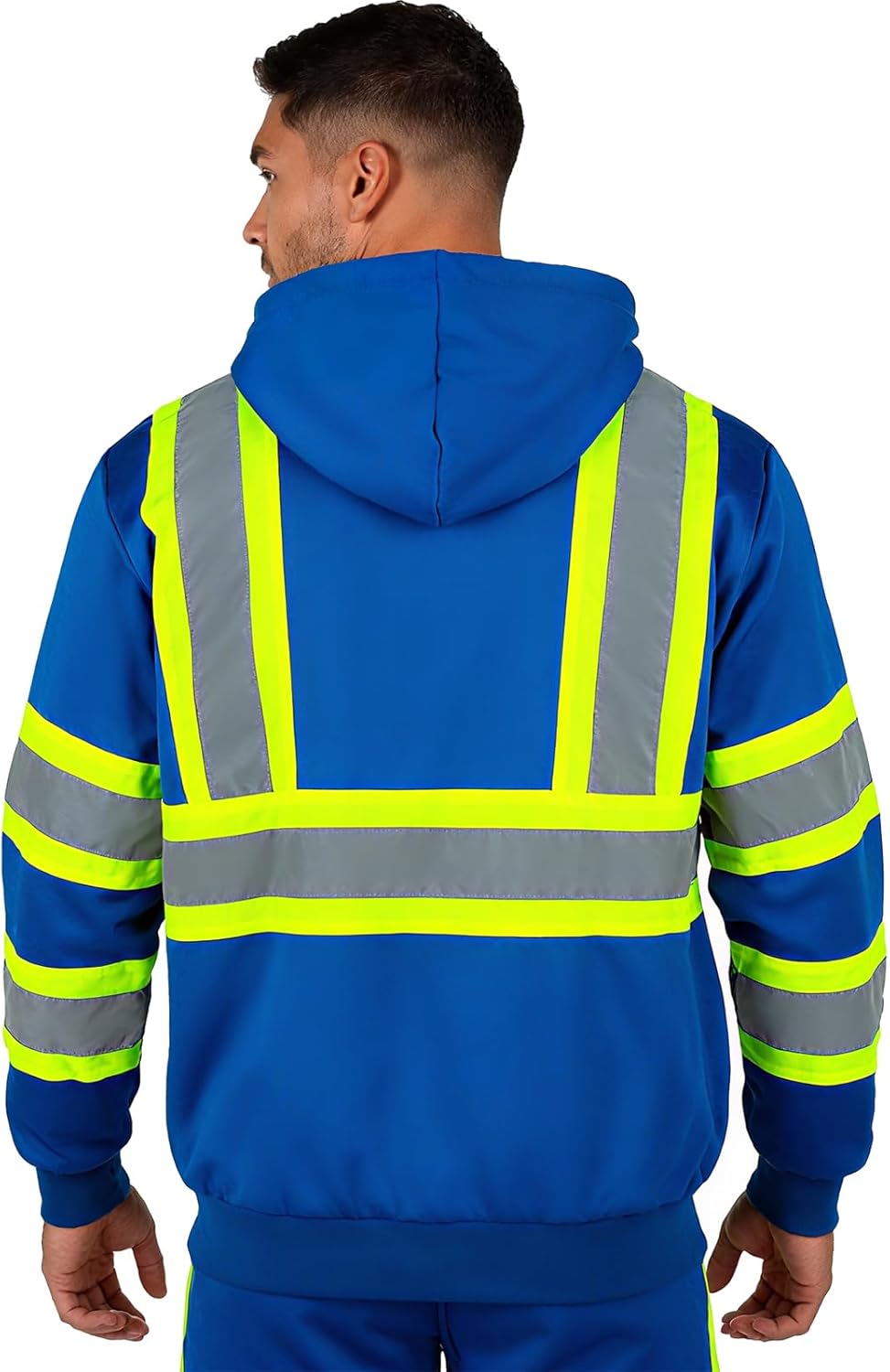 High Visibility Safety Fleece Hoodie for Men ANSI Class 3 Reflective Sweatshirt Construction Jacket - Image 2