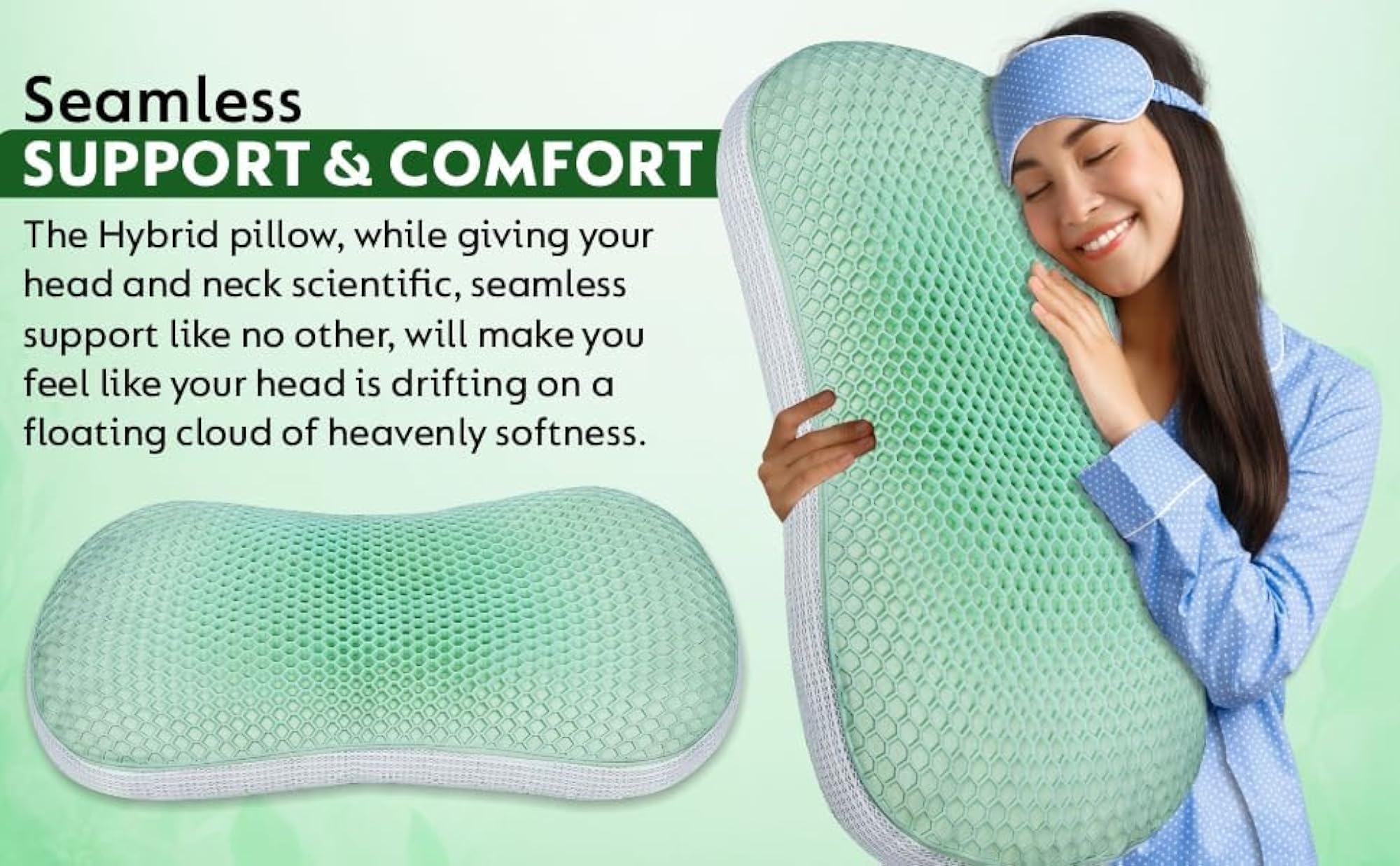 Green TPE Honeycomb Mesh Zero Pressure Latex Pillow
