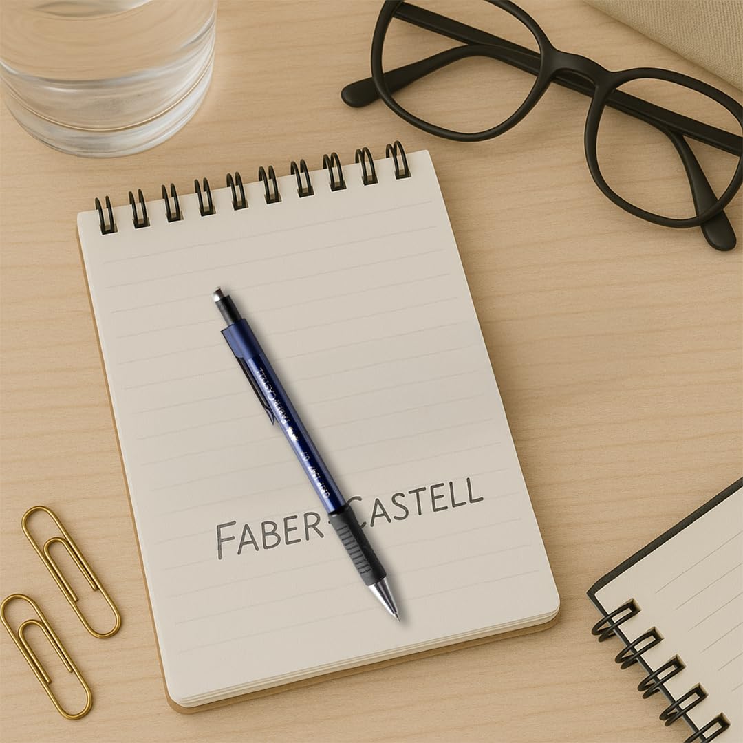 Faber-Castell Grip 1345/47 Versatil Kalem, 0.7 mm, Lacivert, Ergonomik Tutuş, Yaylı Uç, Uzun Silgi, Modern Tasarım
