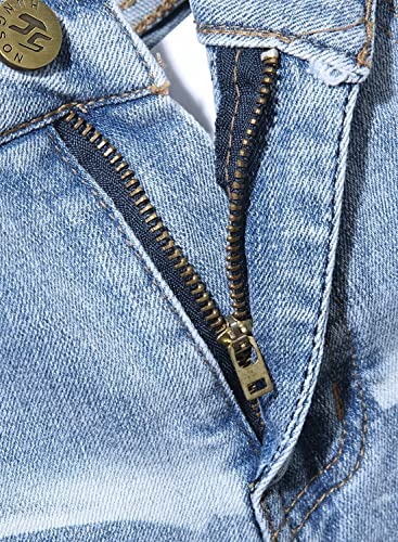 Boy Skinny Jeans Fit Ripped Destroyed Distressed Stretch Slim Jeans Pants(Blue2245,8) #TOP5