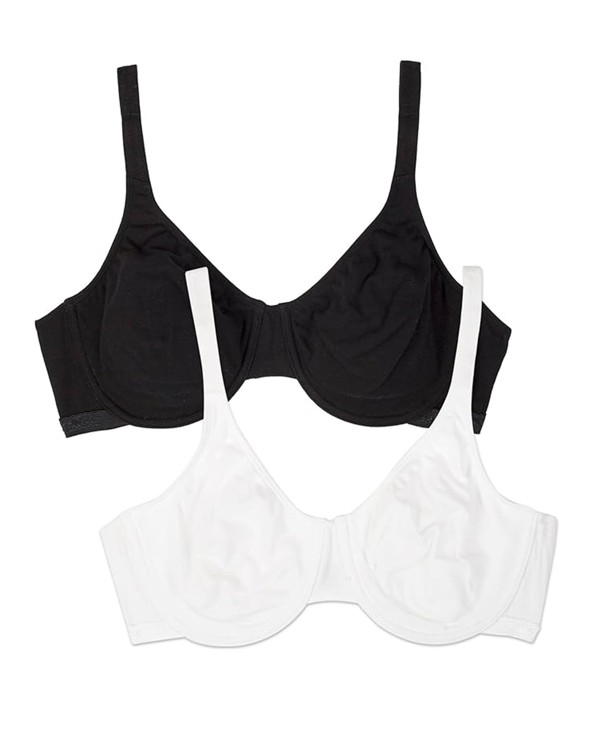 Fruit of the Loom Women's Cotton Stretch Extreme Comfort Bra, Black Hue/White 86ck, 36C