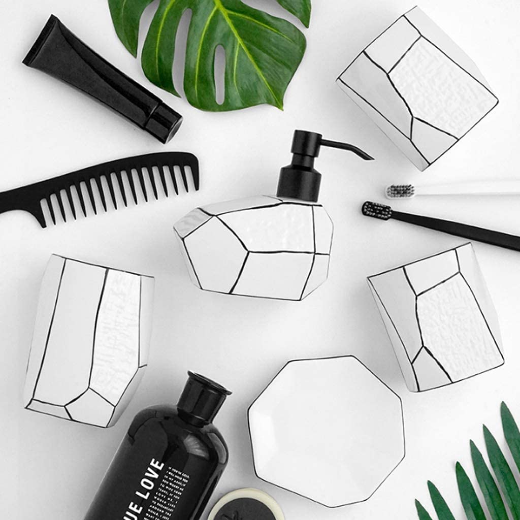Badzubehör Set Badezimmer Set Bad-Accessoires-Set Badezimmer-Accessoires-Set Aus Keramik, Seifenspender/Zahnbürstenhalter/Becher/Seifenschale, Kreatives Geschenk Für Zuhause Badezimmer Zubehör Set Bad