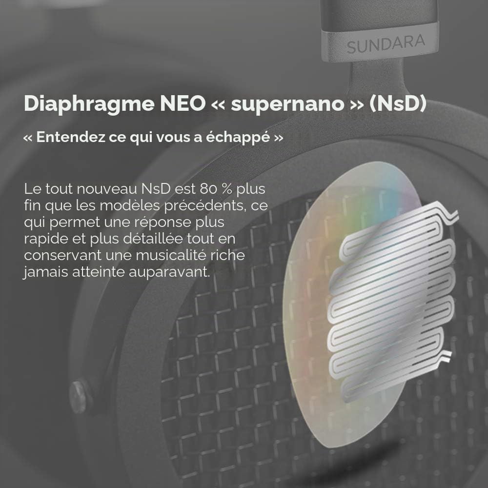 HIFIMAN Sundara Casque Audio Over-Ear magnétique planaire avec Design Haute fidélité Facile à alimenter Adapté pour iPhone/Android Arceau Confortable Casque Ouvert Câble Facile à remplacer - Noir