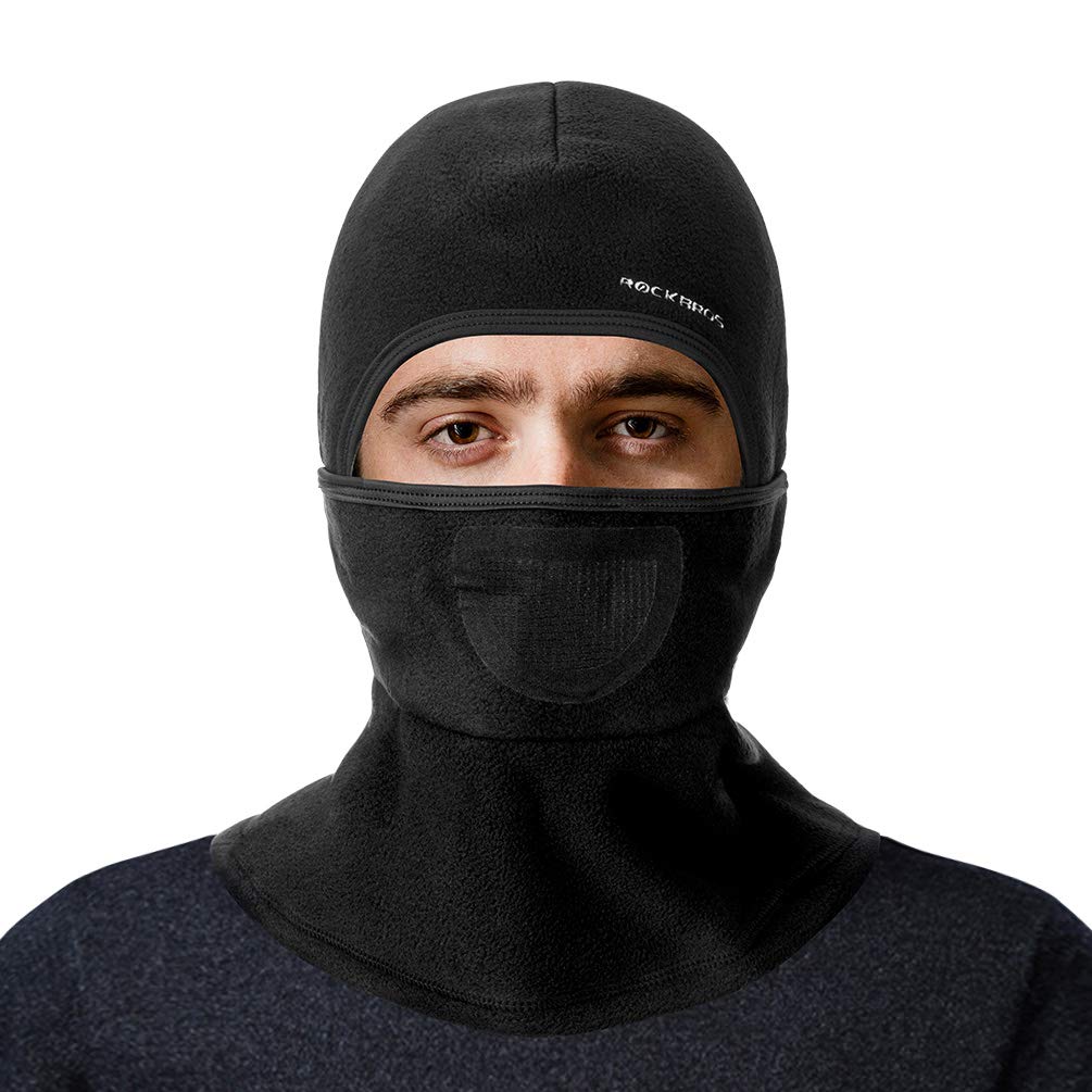 ROCK BROS Cold Weather Balaclava Ski Mask for Men Women Fleece Thermal Baclava Black