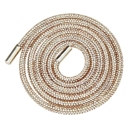 Jamron Una Pieza 6MM Brillante Cordones de Zapato Redondos con Strass Recambios Cordones para Sudadera Capucha SN0712111-2 Champán 80CM