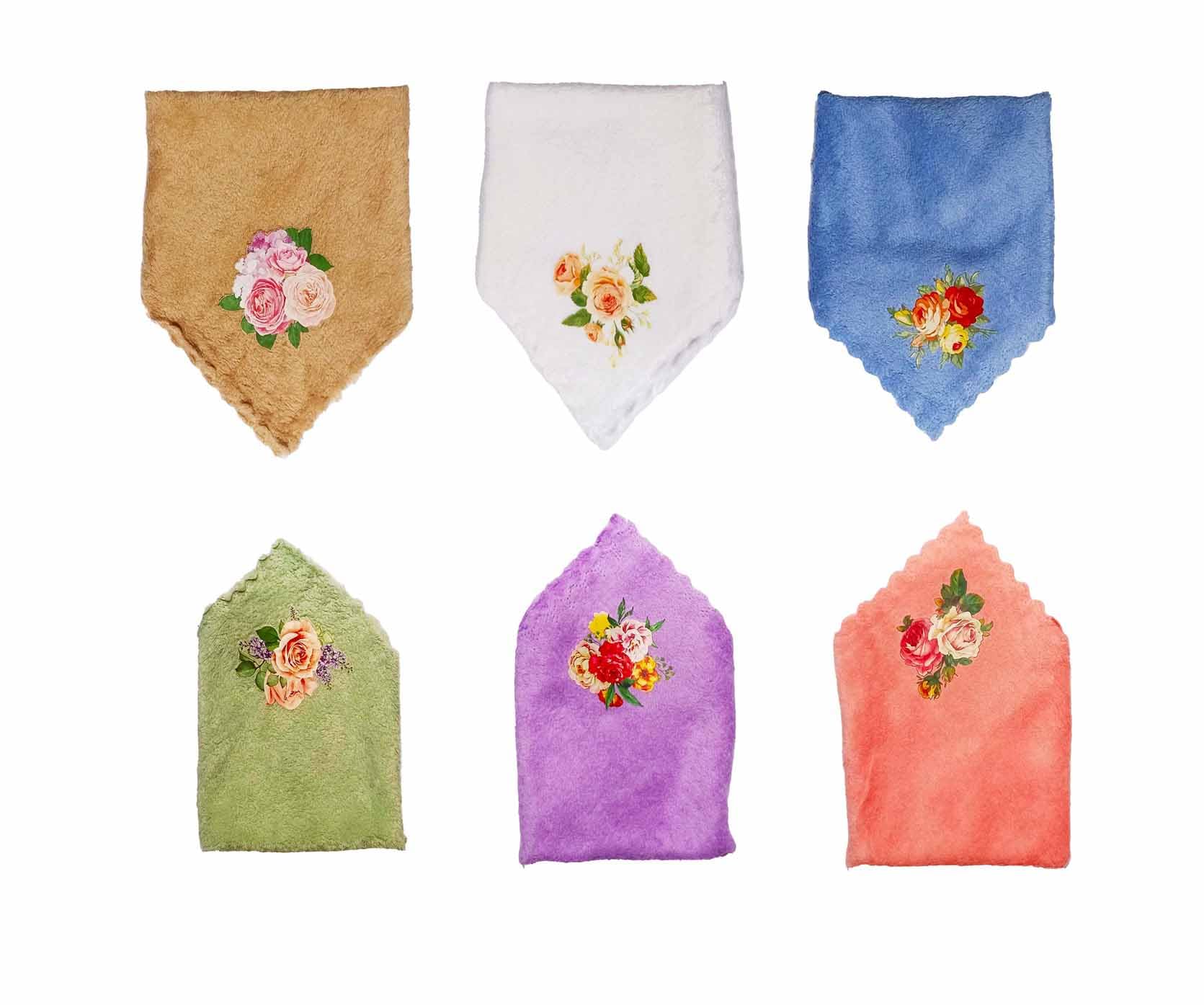Women soft Handkerchief Rumal Hanky Hankies Soft Terry Towel Girls Women hankey Multicolor Girls Handkerchief pack of 6 Squre Shape Size 10 Inch X 10 Inch Model TR-21 HS03-image-33