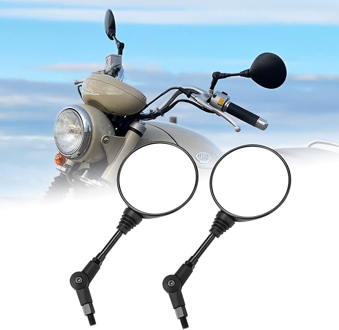 Amazon Kemimoto オフロードミラー バイクミラー 可倒式ミラー 折りたたみ 10mm 8mm左右セット 汎用 レブル250用 Ct125用 アンダーミラー 可動式ミラー 丸ミラー 円形 丸型 カブ ミラーホルダー付き 車検対応 黒 ブラック 林道用 オフ車用 車 バイク 車 バイク