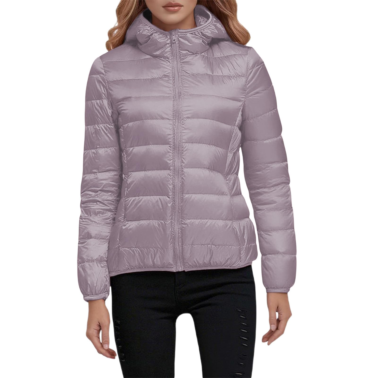 Generisch Christmas - Giacca corta da donna, impermeabile, leggera, calda, con piumino, isolamento termico invernale, alla moda, colore bianco, per l'uso quotidiano