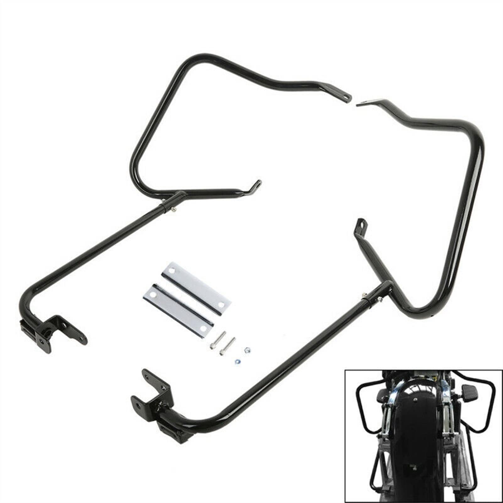 H RUO Satteltaschen-Halterung Für Harley Touring - Schwarz, Passend Für Street Glide, Road Glide, Electra Glide 1984-2008