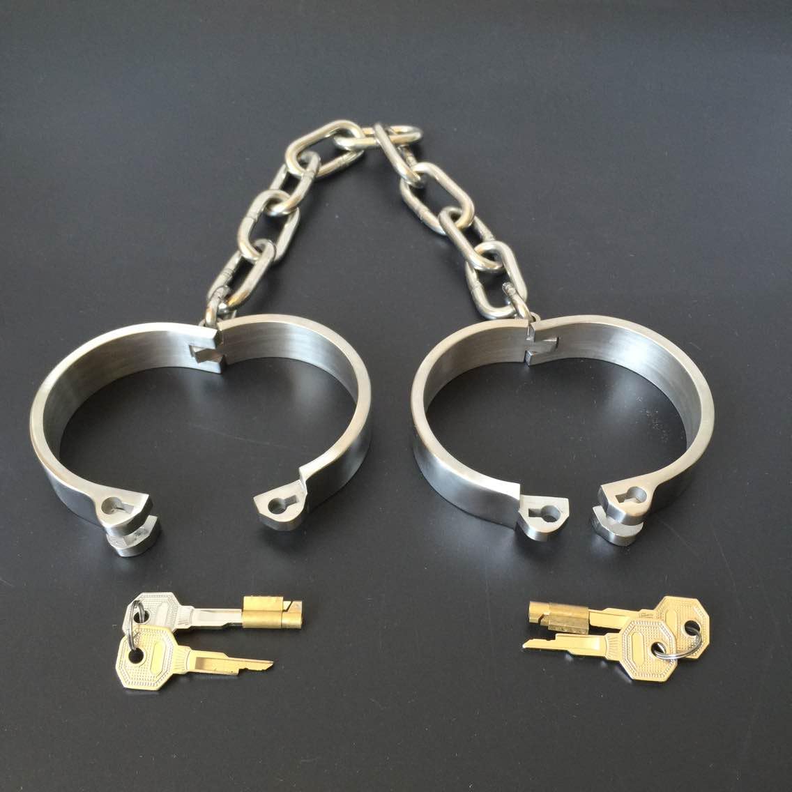 Menottes/Colliers/Menottes aux chevilles BDSM bondage sex toys, Ensemble de bondage en acier inoxydable, Jouets sexuels pour adultes (Collier+Menottes, femmes)