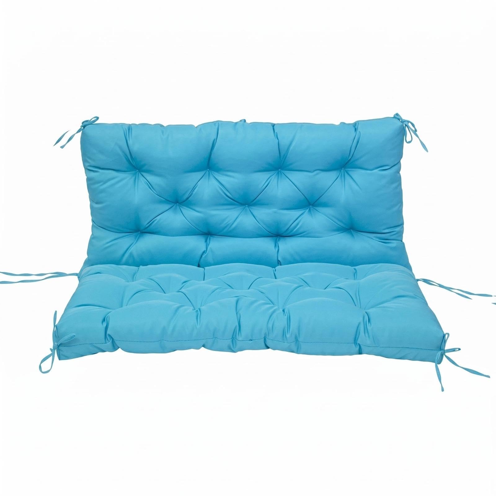 Bench Cushion with Backrest Tie Straps Tufted Bench Seat Cushion Padded Home Furnishing Sky Blue Waterproof 120x100cm-image-41