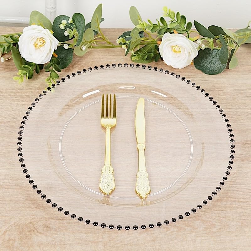 Platos Cargadores Redondos 13 in BalsaCircle Clear Black miniatura 6