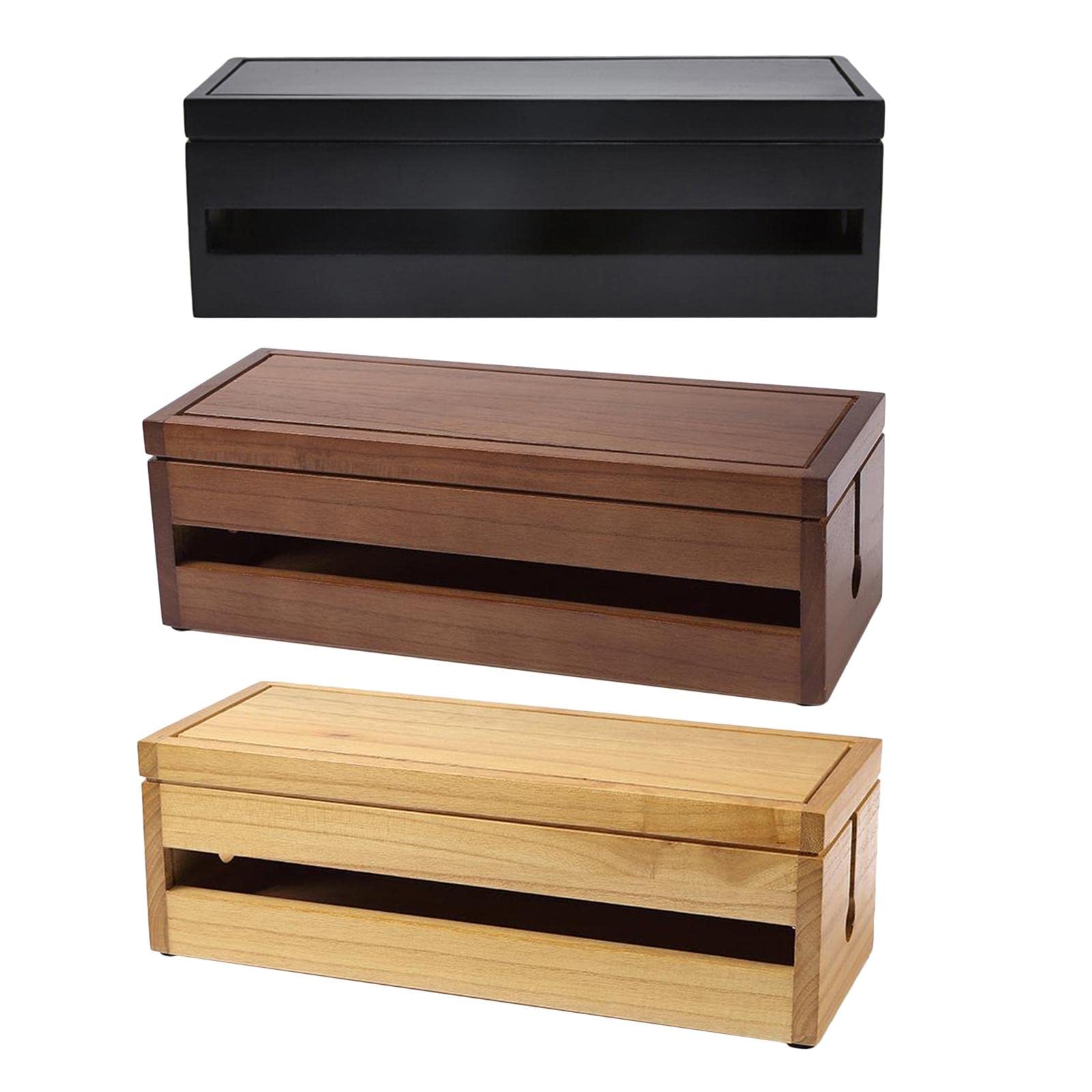Boîte de Rangement En Bois, 14,8 X 5,6 X 4,8 Pouces, pour Clés USB et Autres Périphériques Informatiques, Noir