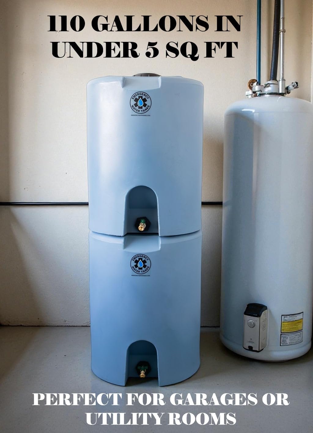 55 Gallon Stackable Emergency Water Storage Tank for Long-Term Drinking Water Heavy-Duty Water Barrel