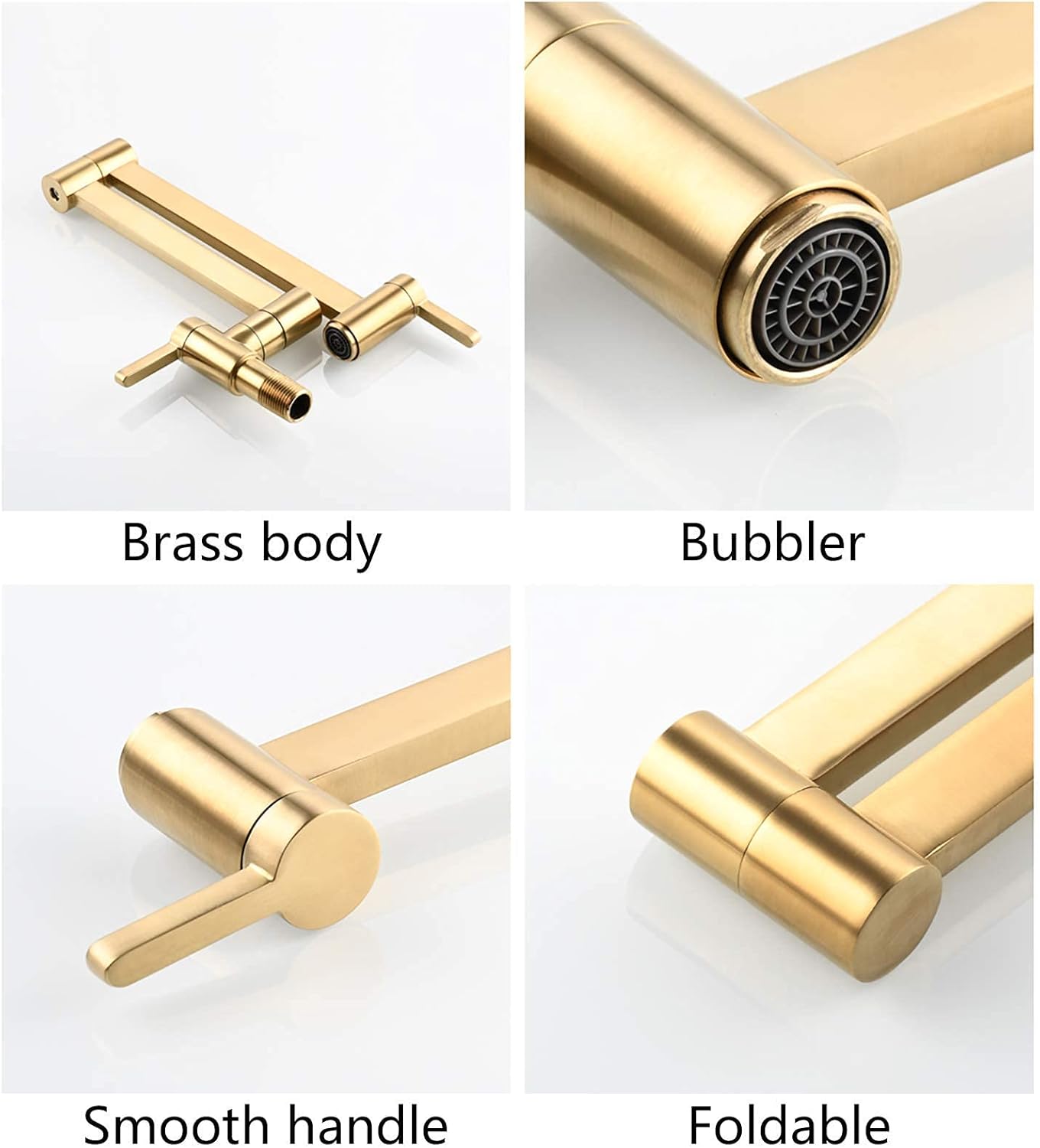 Mixer Tap，Kitchen Folding Faucet Wall-Mounted Rotatable Hot and Cold Water Taps 360° Swivel Tap Aerator Water Saving Mixer Taps/Drawing Golden