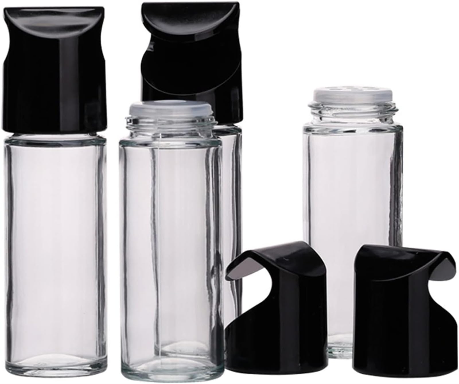 Portaspezie girevole a 360°, con 8 barattoli per spezie, autoportante, organizer per spezie e erbe aromatiche, elegante soluzione da cucina (nero/trasparente)