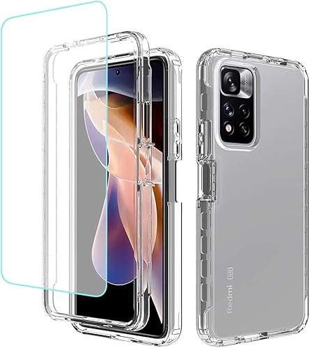 Funda para teléfono Redmi Note 11 Pro+ 5GNote 11 Pro Plus 5G con protector de pantalla de vidrio templado, carcasa protectora de cuerpo completo