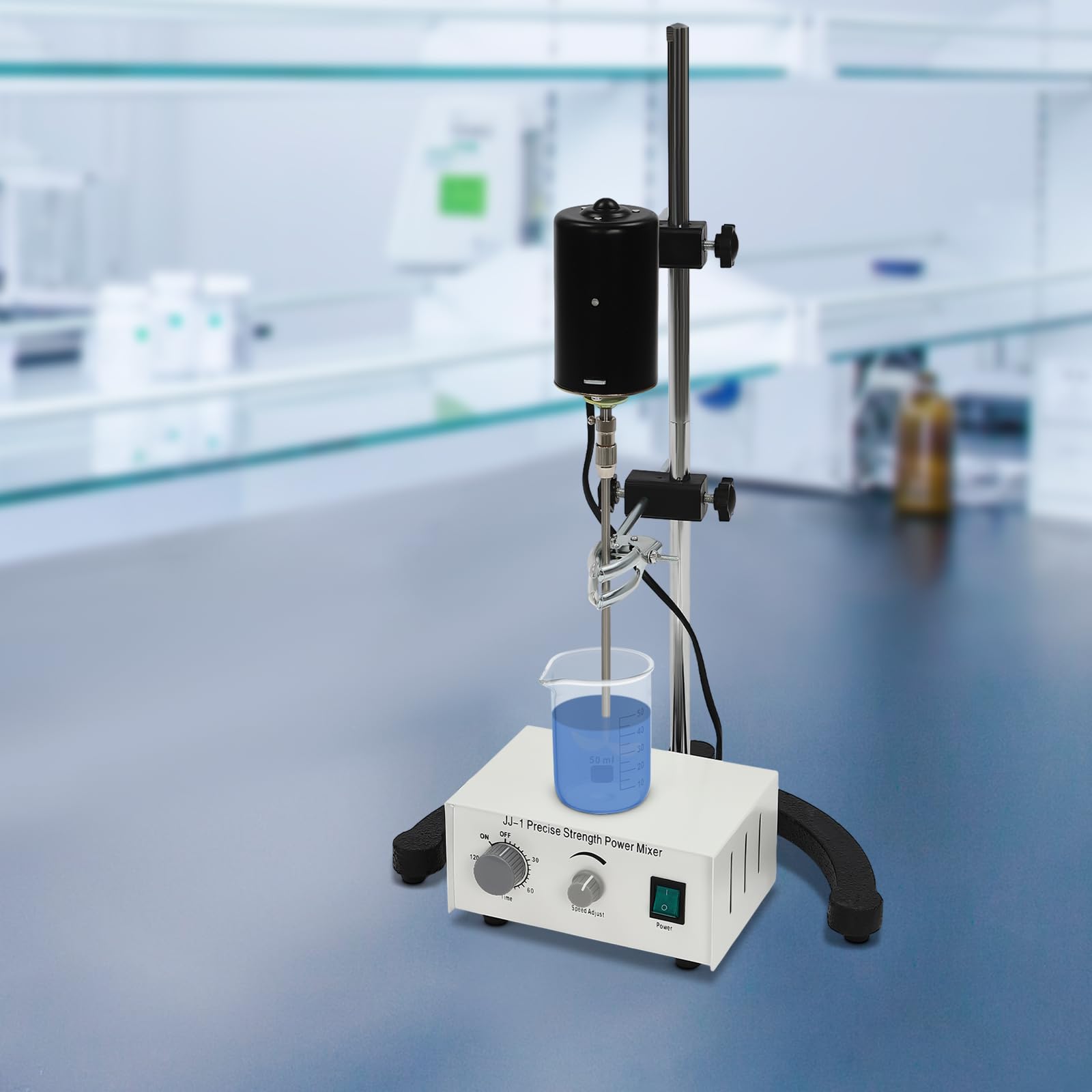Agitador eléctrico de 100 W, Mezclador montado en la parte superior, Agitador mecánico automático de alta capacidad, Adecuado para experimentos en biología, cosméticos, suplementos dietéticos