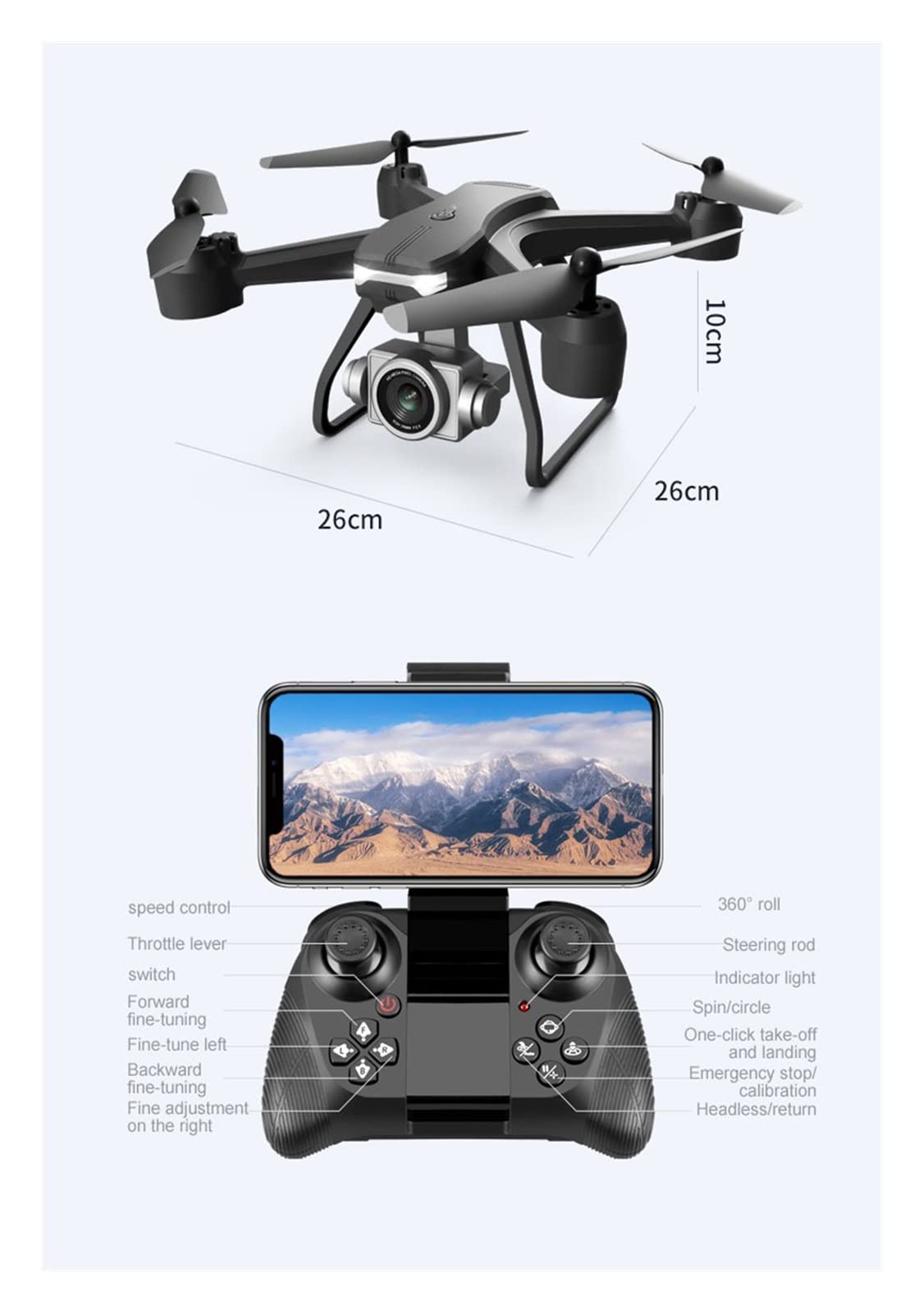 Dron Drone 4k Zawód HD Kamera szerokokątna 1080P WiFi FPV Drone Podwójna kamera Wysokość Utrzymuj drony Kamera Helikopter Zabawki (Kolor: 1080P-Podwójna kamera-3B Rozmiar: 1) (Podwójna kamera 1080P)